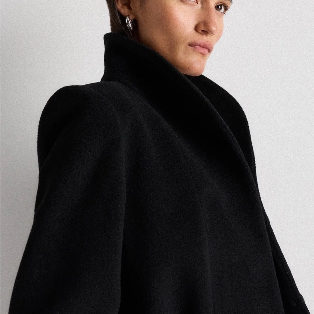 Quince Wool and Cashmere Cocoon Coat in Black Size Small 832 - Picture 3 of 8